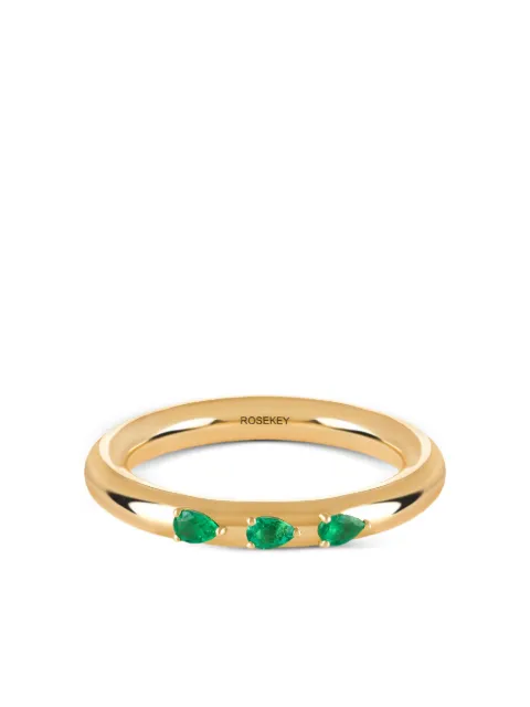 ROSEKEY 18kt Leaves of Grass Gelbgoldring mit Smaragd
