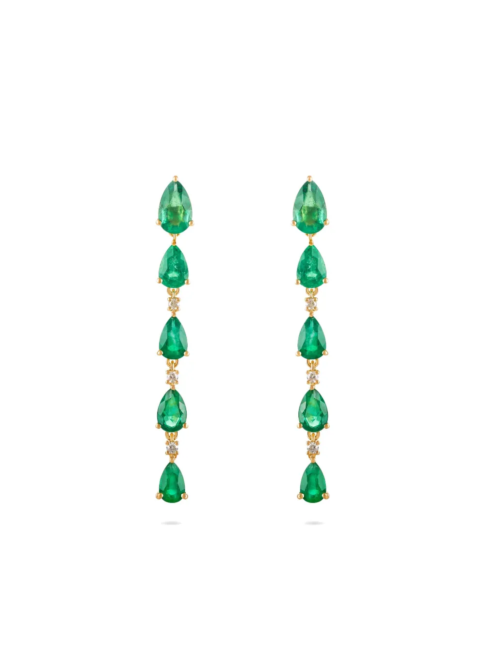 ROSEKEY 18K yellow gold emerald diamond Willow earrings - Oro