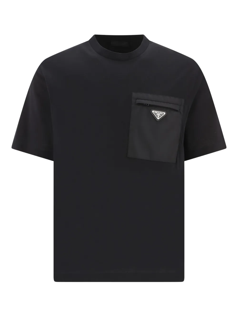 Prada T-shirt met logoplakkaat en zak Zwart