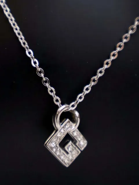 Givenchy Pre-Owned 20th Century Silver Plated G Logo Rhinestone Pendant Necklace costume necklace