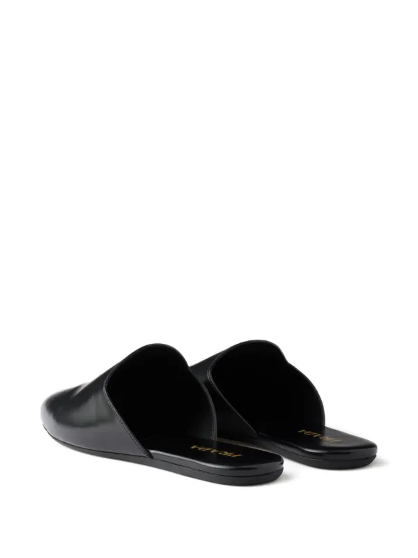 Prada embossed-logo Leather Mules | Black | FARFETCH