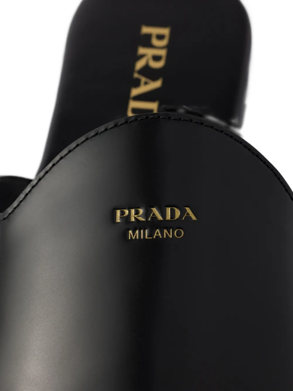 Prada embossed-logo leather mules Black