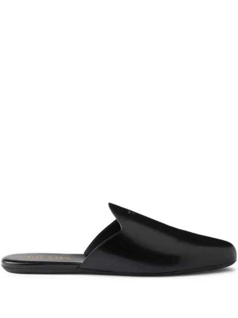 Prada embossed-logo leather mules