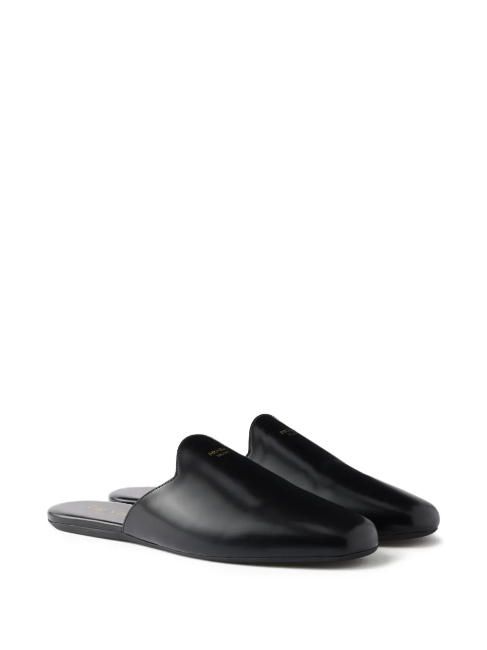 Prada embossed-logo leather mules Black