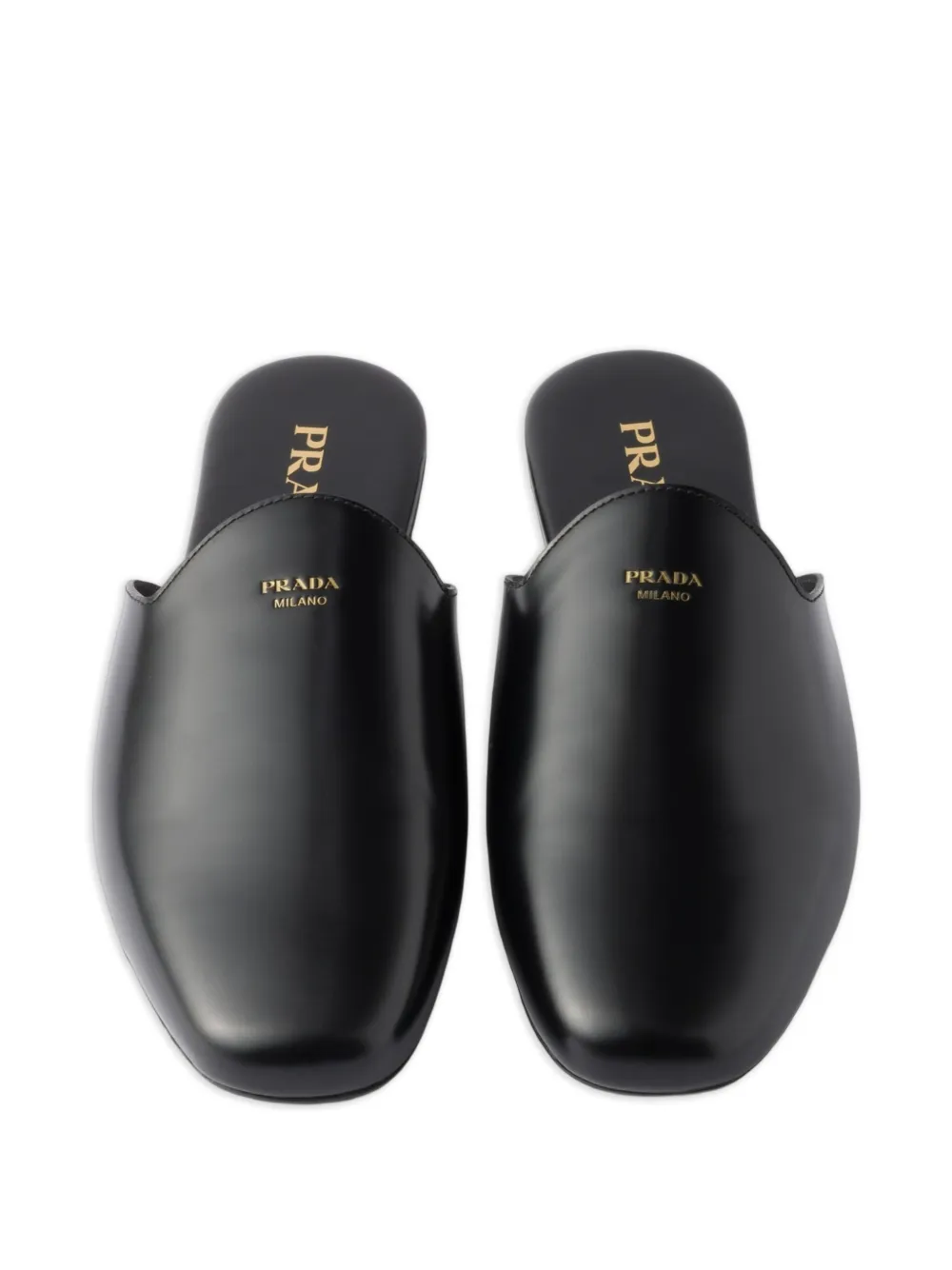 Prada embossed-logo leather mules Black