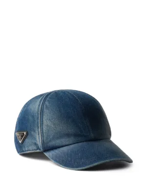 Prada triangle-logo Denim Bucket Hat | Blue | FARFETCH