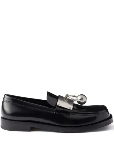 Prada metal-ornament leather loafers
