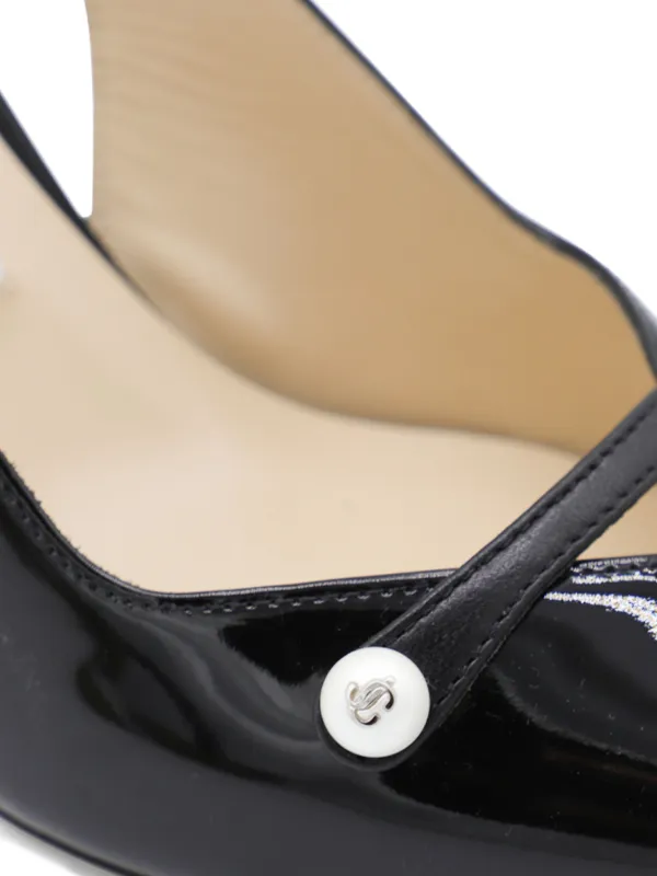 JIMMY CHOO スリングバック パンプス ポインテッドトゥ ブラック Jimmy Choo スリングバック パールパンプス 85mm | ブラック | FARFETCH JP