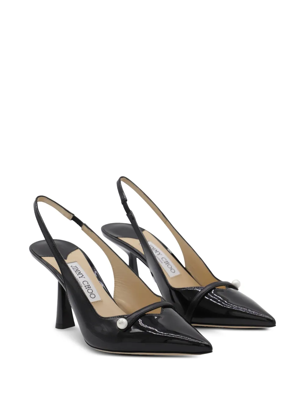 Jimmy Choo 85MM slingback pearl pumps Black
