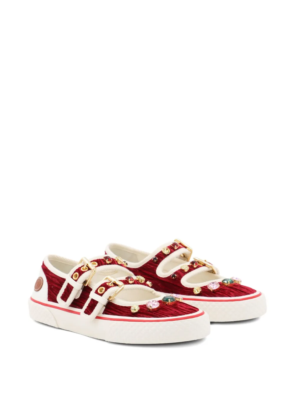 Valentino Garavani jewel-embellished buckle sneakers Red