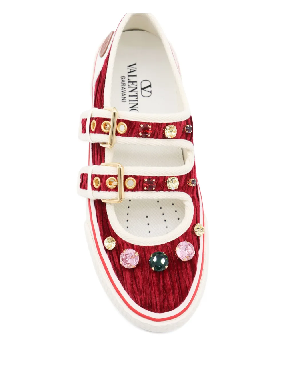Valentino Garavani jewel-embellished buckle sneakers Red