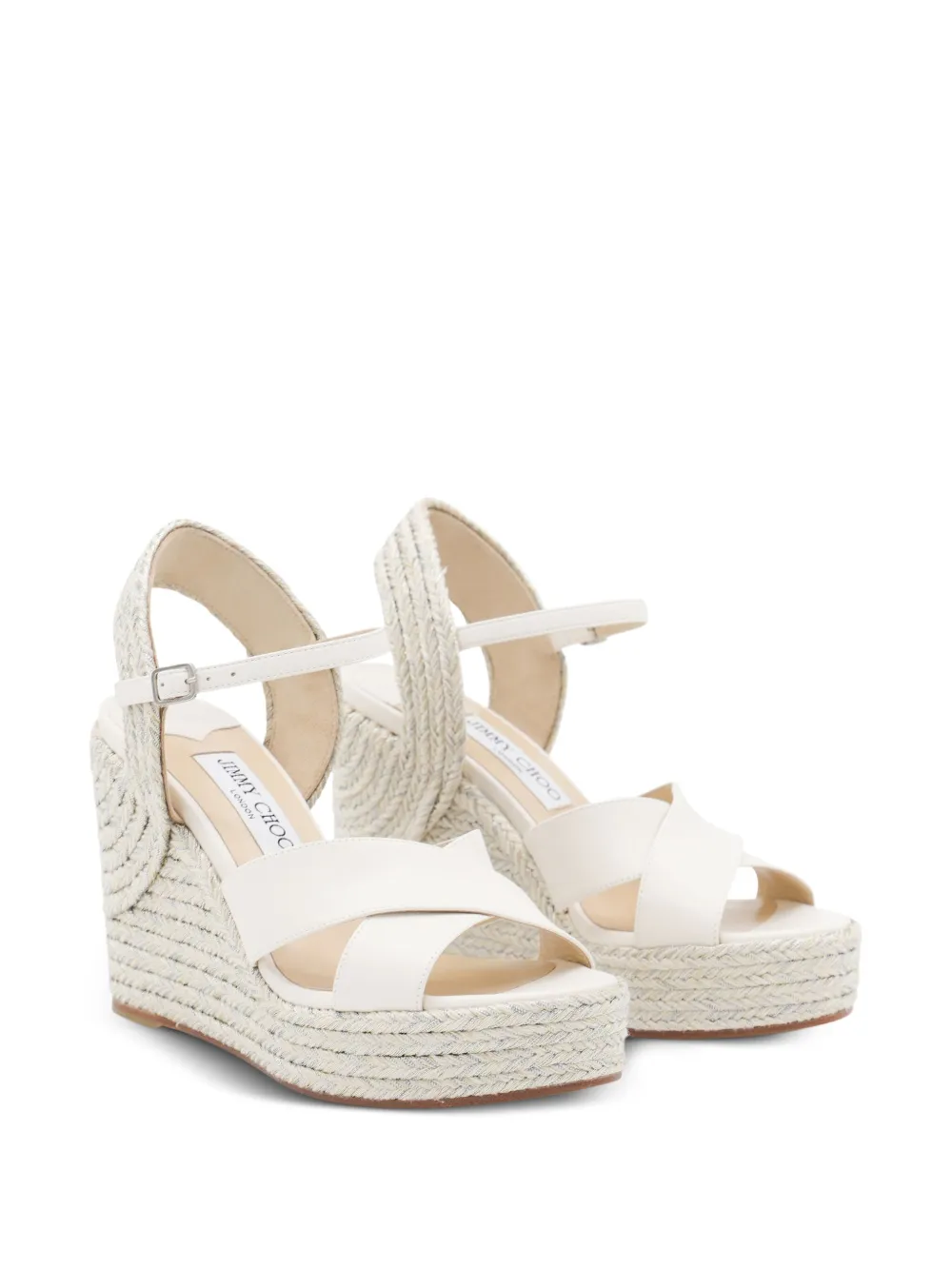 Jimmy Choo 100 mm Dellena 100 espadrilles met gekruiste bandjes Wit