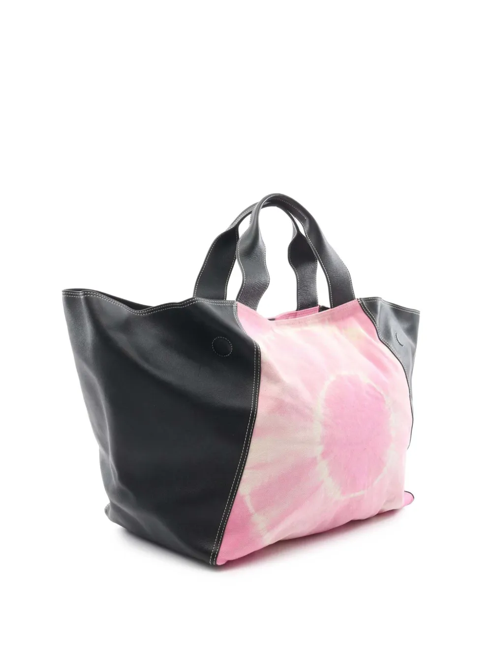 Pre-owned Celine 2000-2025 Smooth Calfskin And Canvas Tie Dye Frame Tote Bag