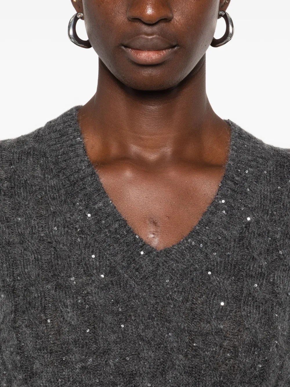 Brunello Cucinelli Sequin-embellished Sleeveless Top In Gray