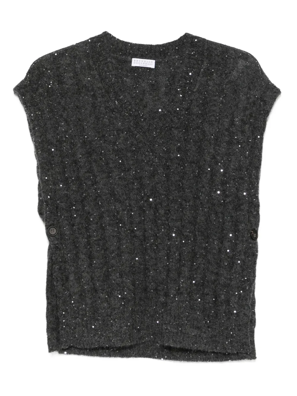 Brunello Cucinelli Sequin-embellished Sleeveless Top In Gray