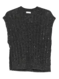 Brunello Cucinelli sequin-embellished sleeveless top - Grey