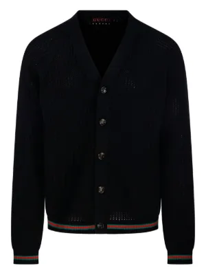 GUCCI グッチ ロゴ カーディガン ニット 黒カーディガン GUCCI - 美品 グッチ GUCCI ニット カーディガン ロングスリーブ