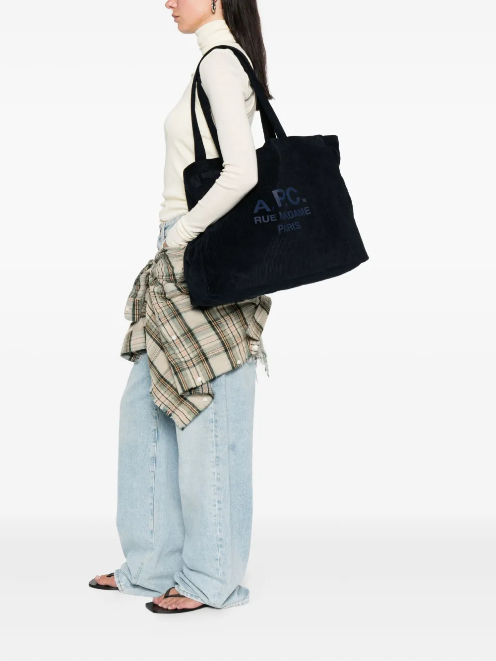 A.P.C. Ribfluwelen shopper Blauw