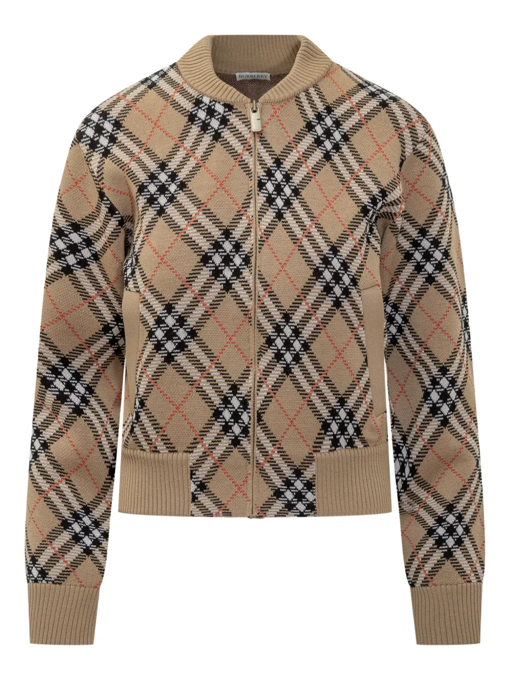 Burberry checked zip-up cardigan Beige