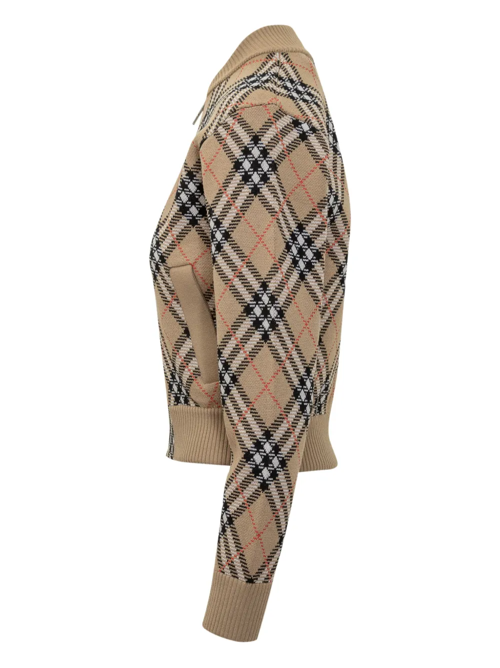 Burberry checked zip-up cardigan Beige