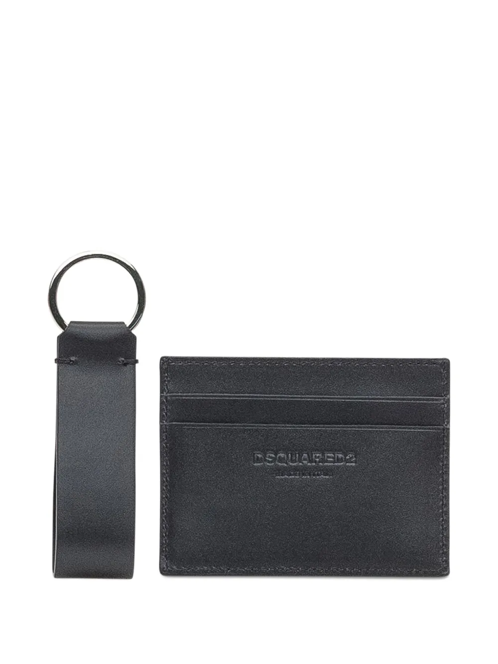 DSQUARED2 Twee pasjeshouders met logoprint en sleutelhanger Zwart