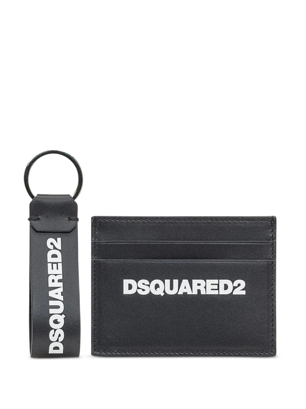 DSQUARED2 logo-print key-ring cardholder (set of two) Zwart