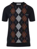 Miu Miu argyle-pattern short-sleeve top - Blue