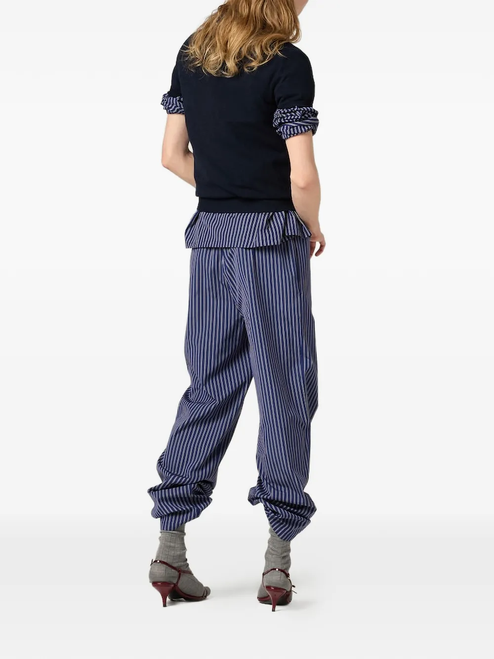 Miu Top met korte mouwen en argyle patroon Blauw