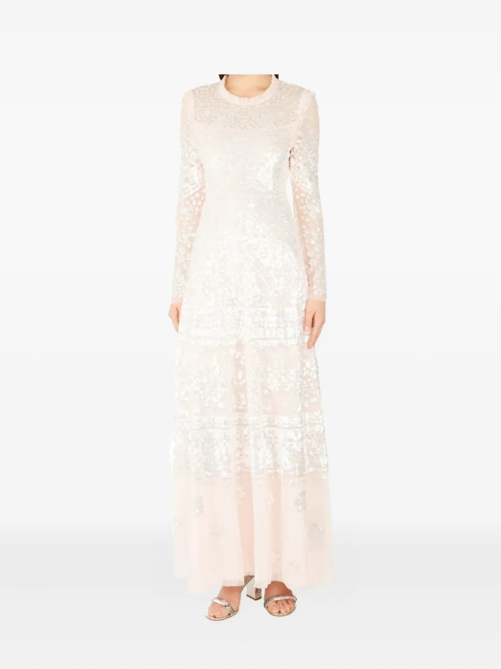 Needle & Thread Aurora sequin-embellished long-sleeved gown - Beige