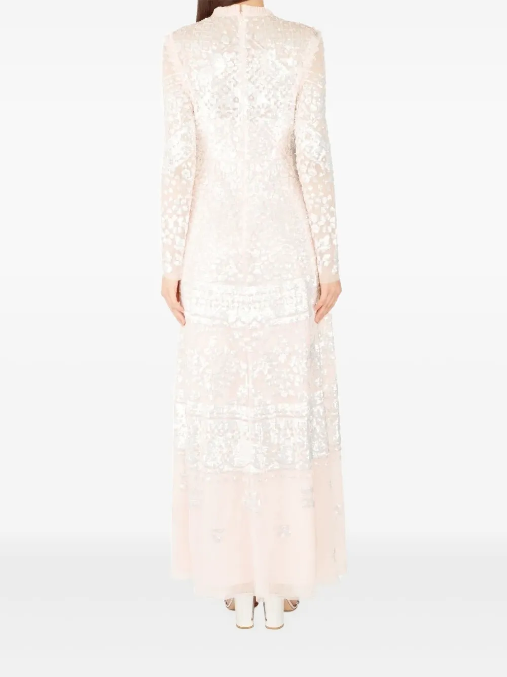 Needle & Thread Aurora avondjurk verfraaid met pailletten en lange mouwen Beige