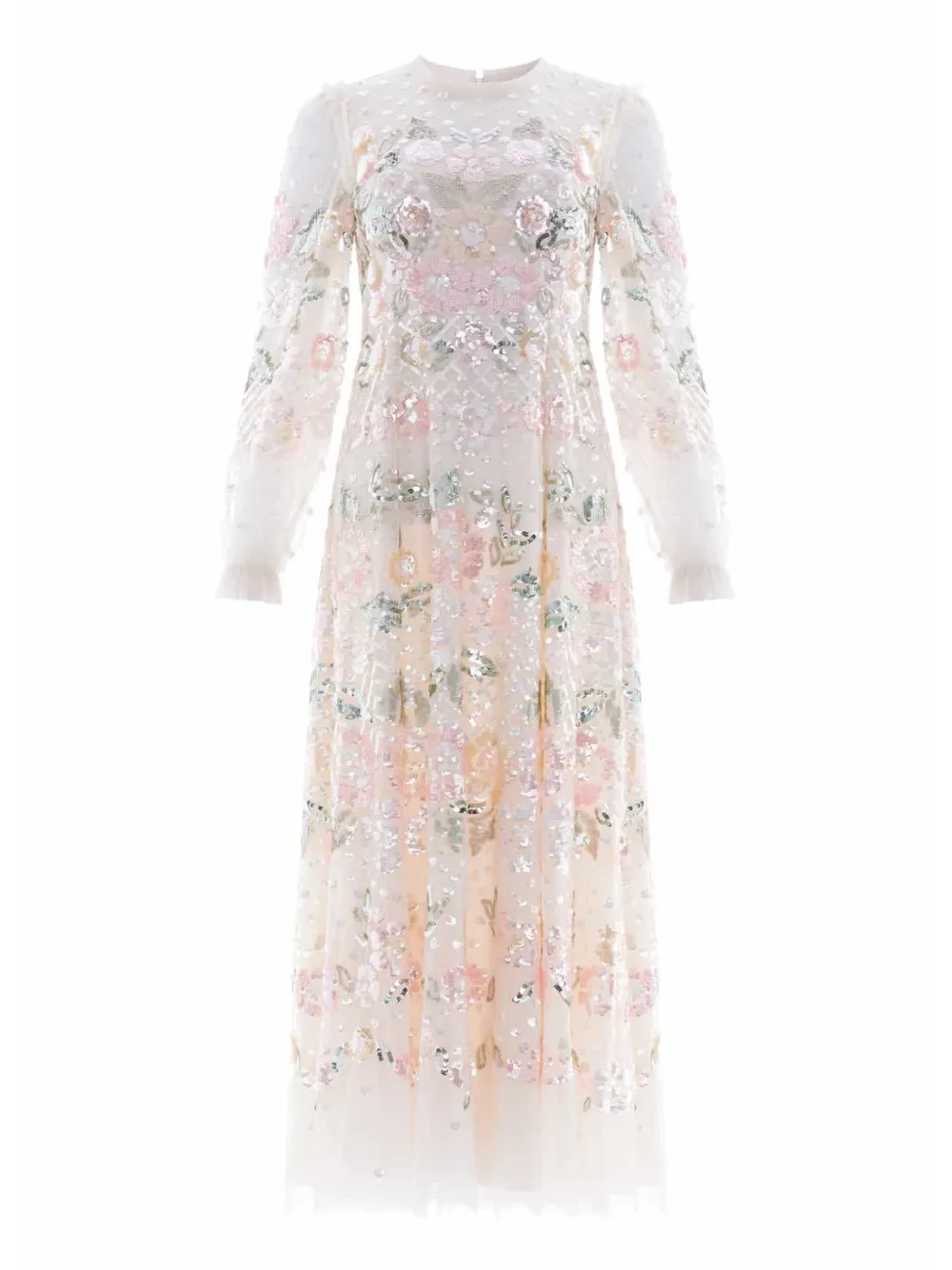 Needle & Thread Rosalie sequin-embellished long-sleeve dress | Neutrals | Image 1