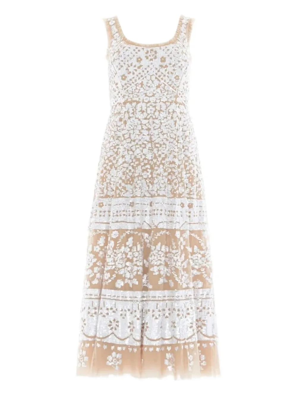 Needle & Thread sequin-embellished scoop-neck midi dress - Toni neutri