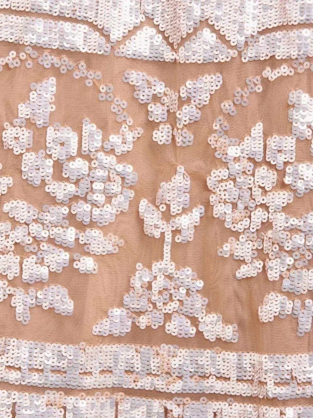 Needle & Thread Midi-jurk verfraaid met pailletten en diepe ronde hals Beige