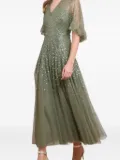 Needle & Thread sequin-embellished smocked midi dress - Green