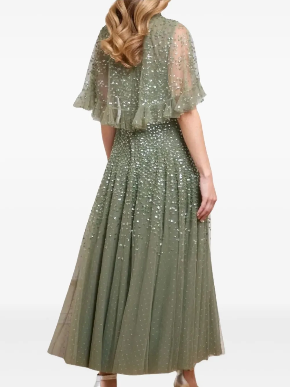 Needle & Thread sequin-embellished smocked midi dress - Groen