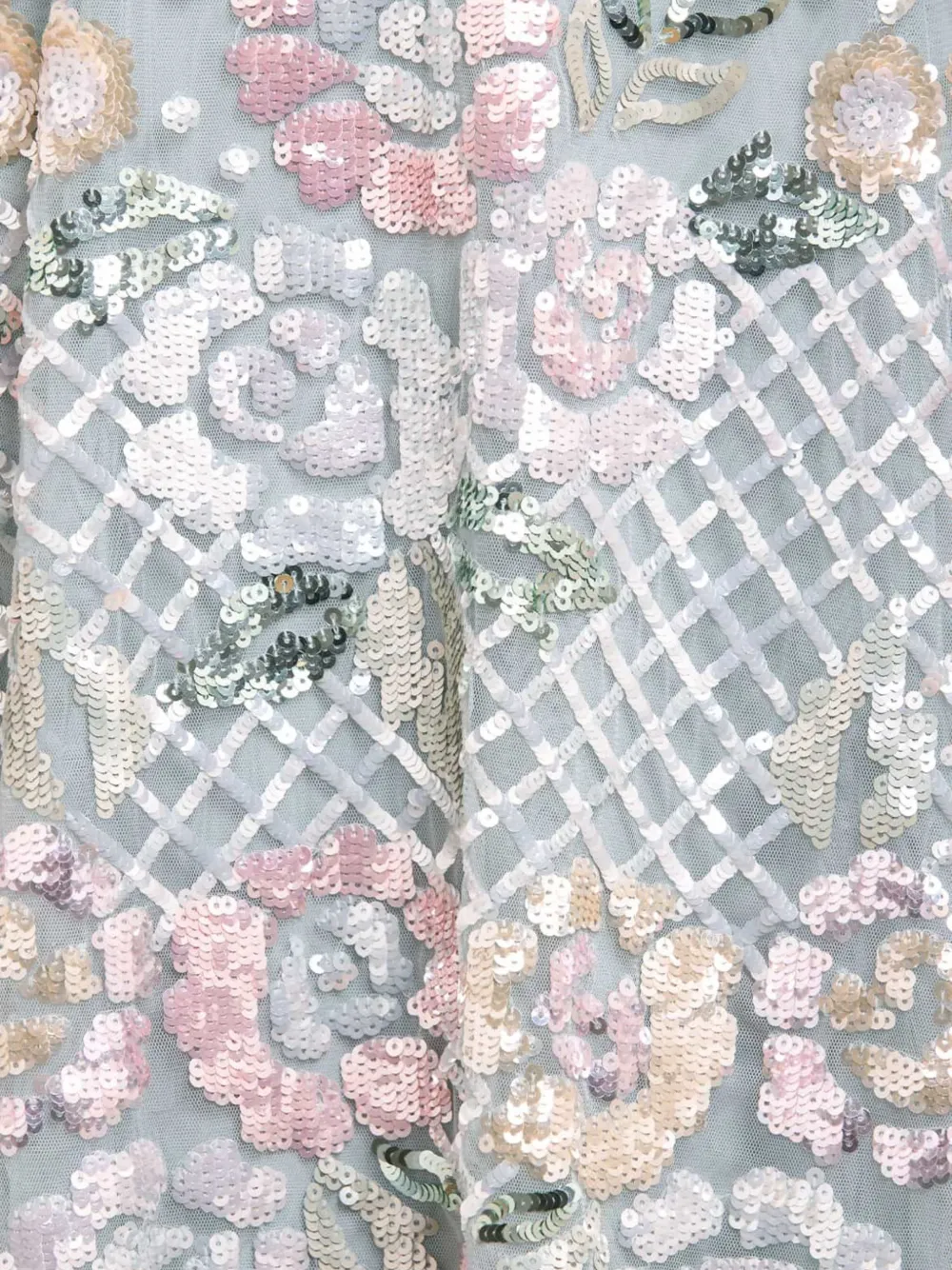 Needle & Thread Rosalie jurk verfraaid met pailletten en bloemen Blauw