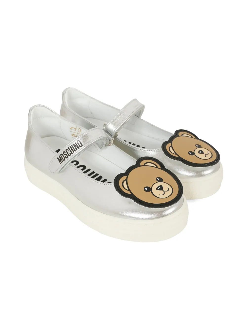 Moschino Kids teddy-embellishment sneakers - Argento