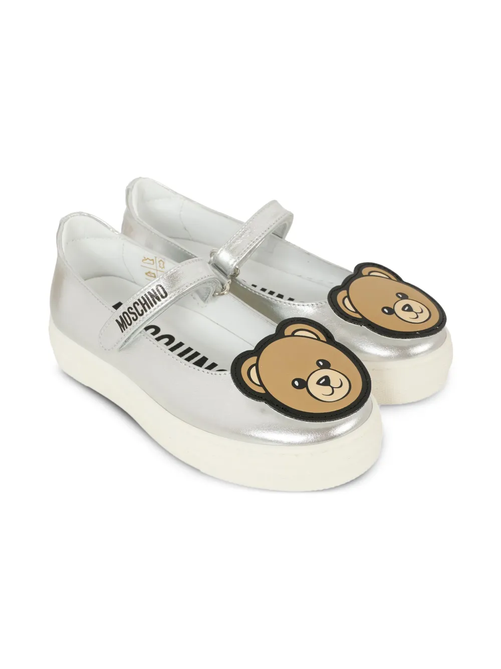 Moschino Kids teddy-embellish t sneakers Silver