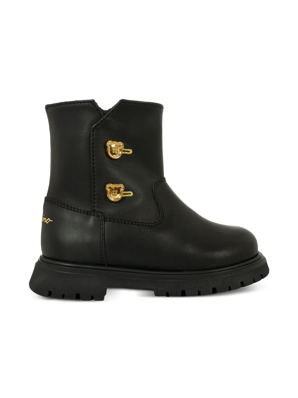 Moschino Kids bear-button zip boots Black
