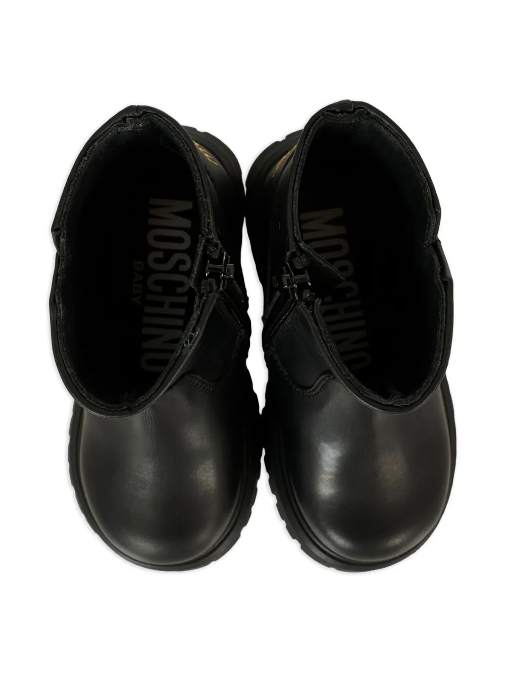 Moschino Kids bear-button zip boots Black