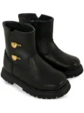 Moschino Kids bear-button zip boots - Black