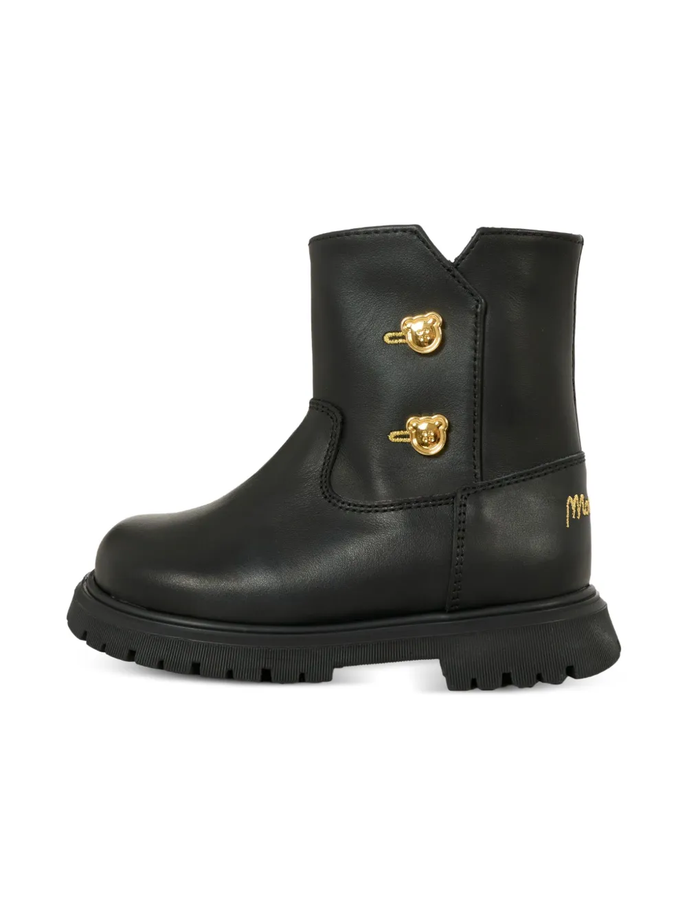 Moschino Kids bear-button zip boots Black