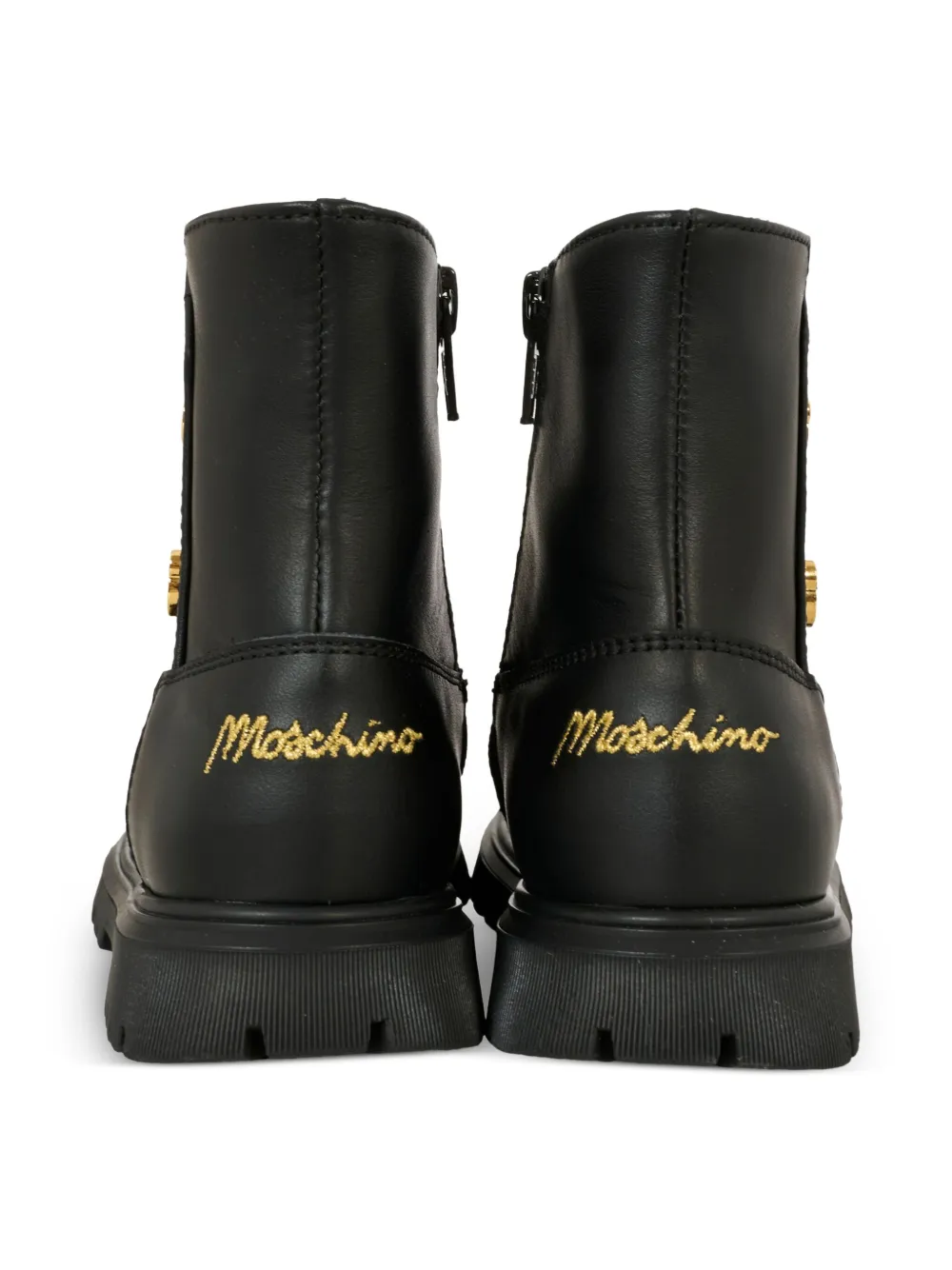Moschino Kids bear-button zip boots Black