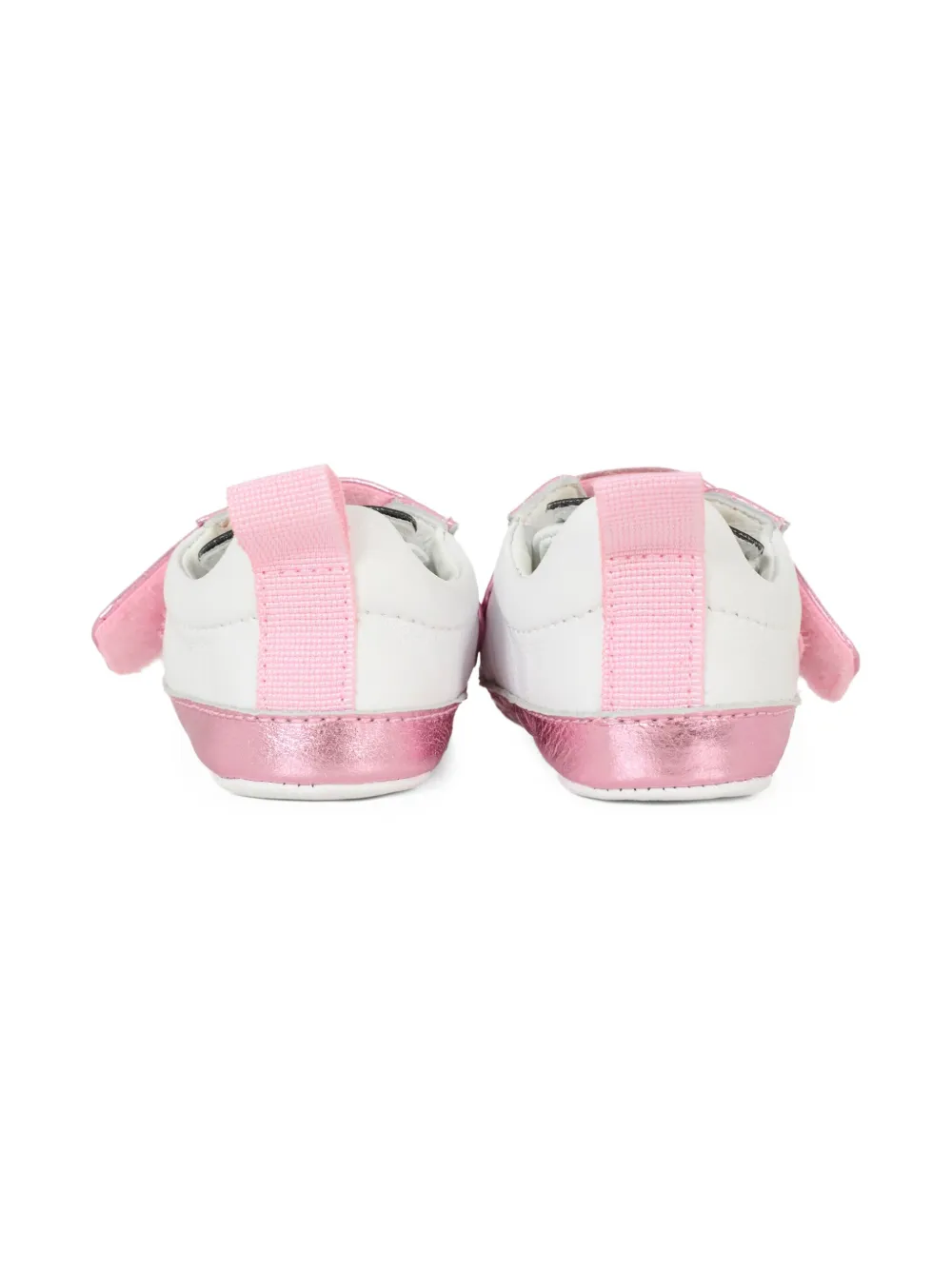 Moschino Kids Leren sneakers met borduurwerk Wit