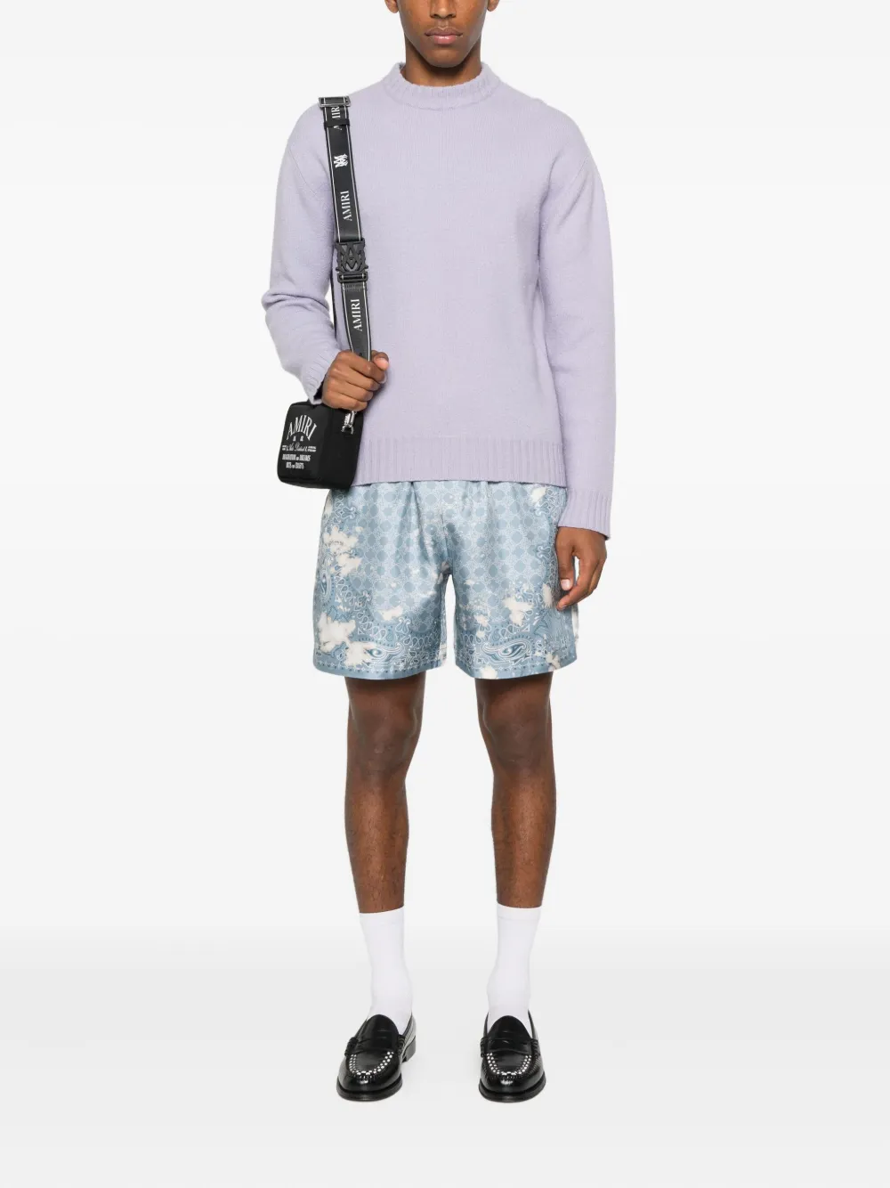 AMIRI paisley-print silk shorts Blauw