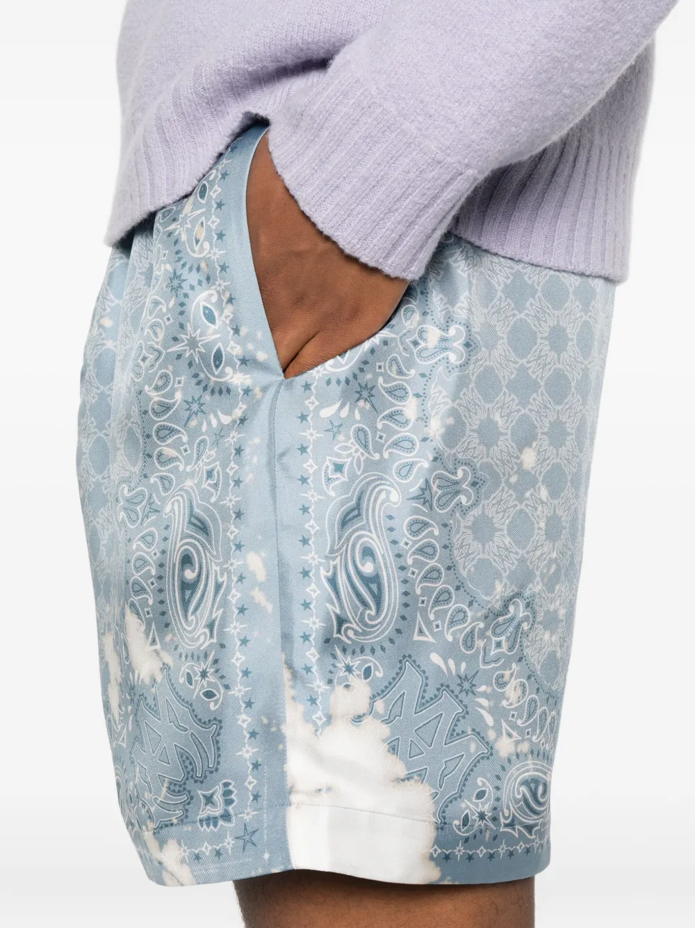 AMIRI paisley-print silk shorts Blauw