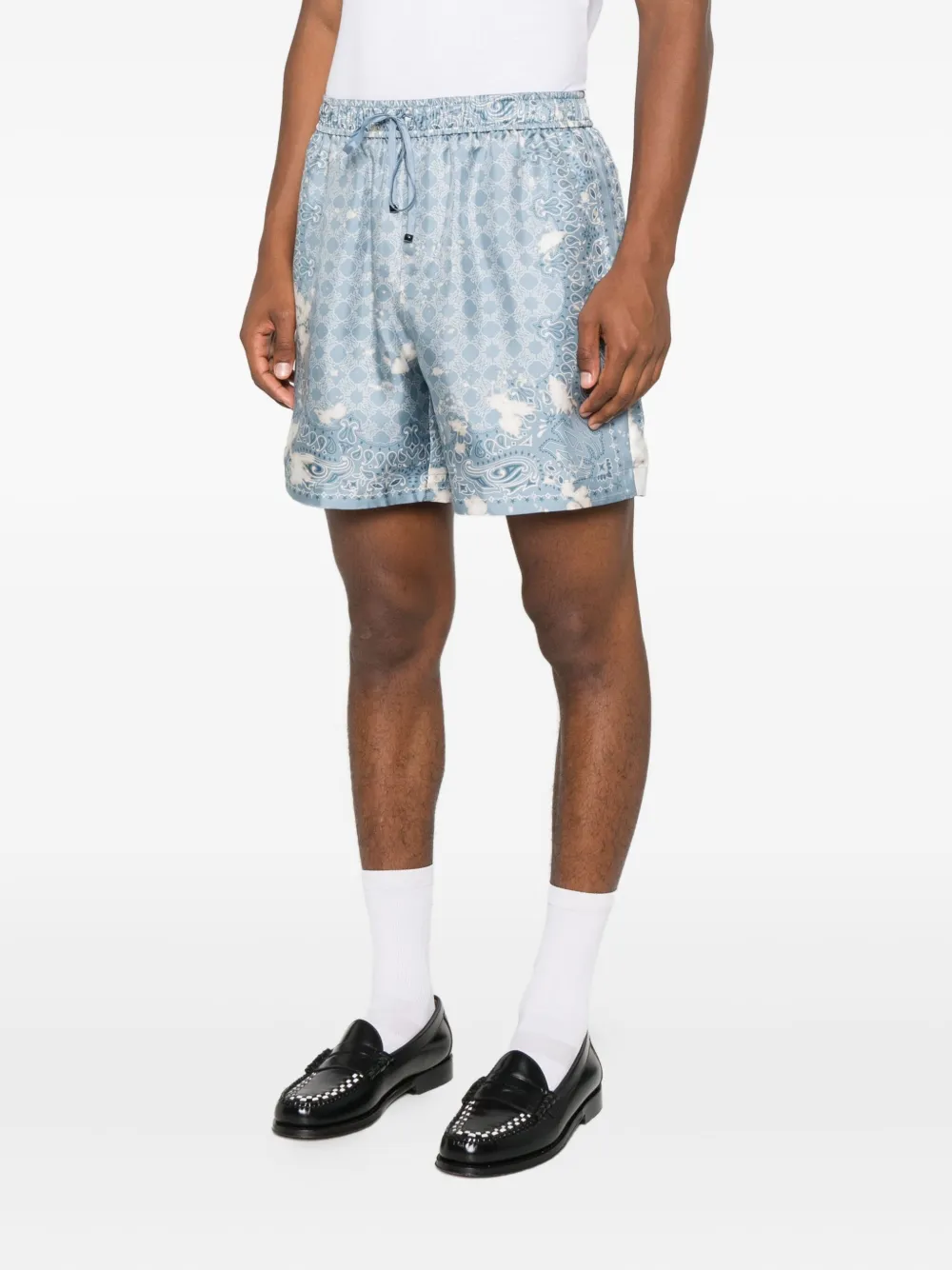 AMIRI paisley-print silk shorts Blauw