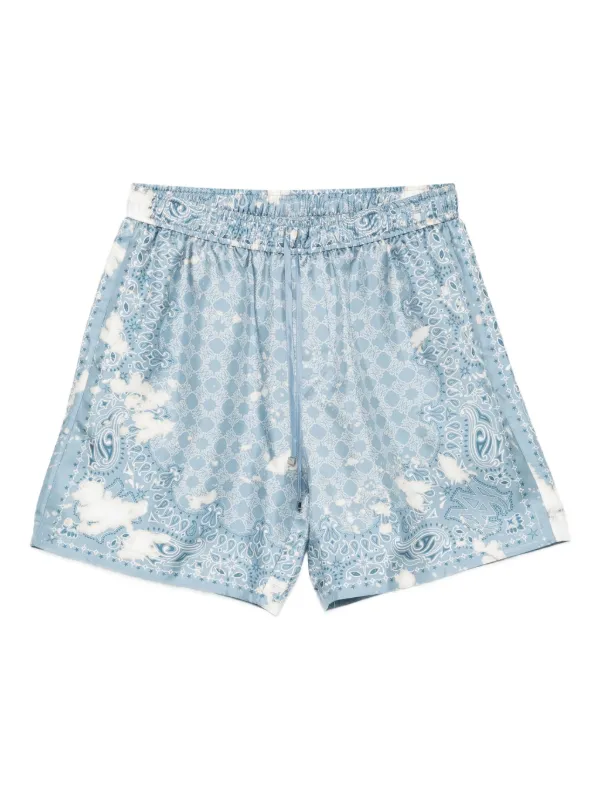 AMIRI アミリ　 ペイズリー　ハーフパンツ　Mサイズ　ショートパンツ AMIRI ペイズリー シルクショートパンツ | ブルー | FARFETCH JP