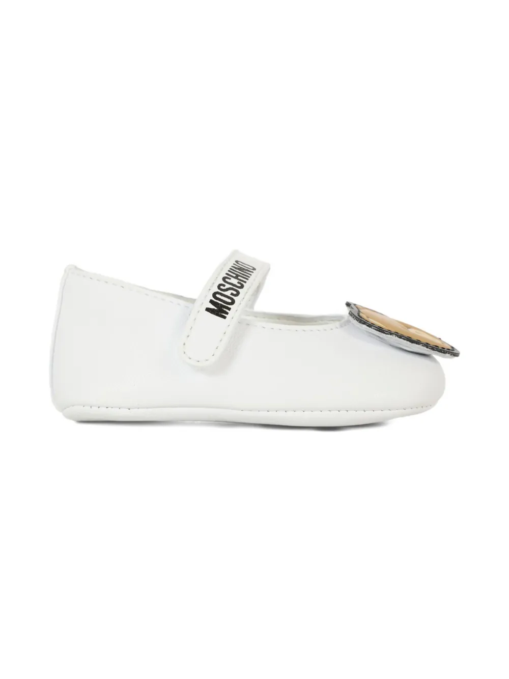 Moschino Kids teddy-embellishment ballerina shoes White