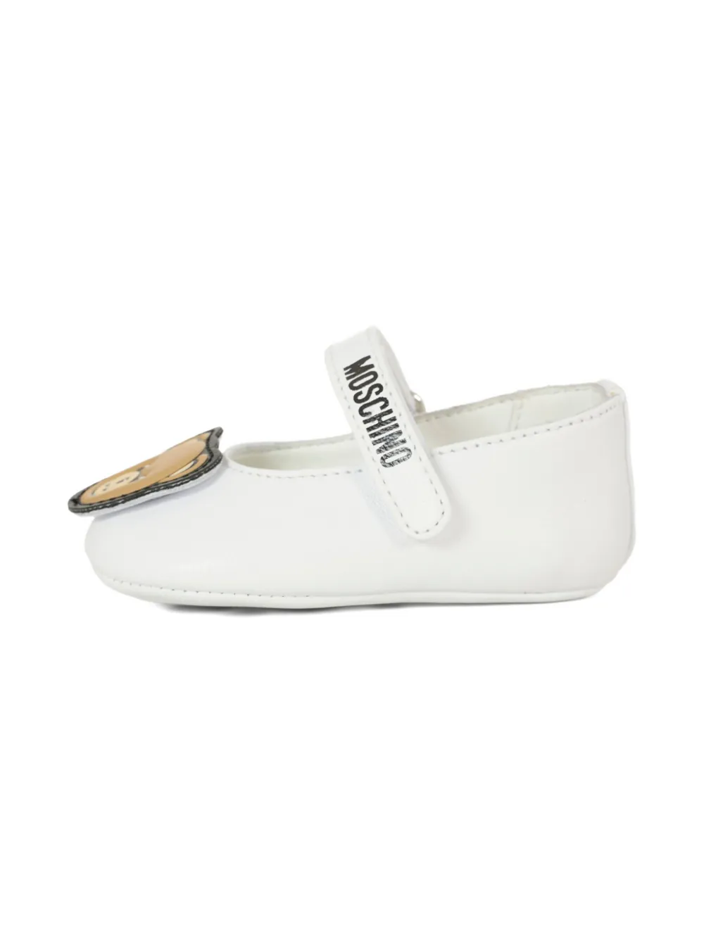 Moschino Kids teddy-embellishment ballerina shoes White